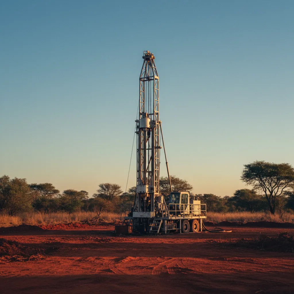 Exploration drilling rig at dawn in the Limpopo bushveld