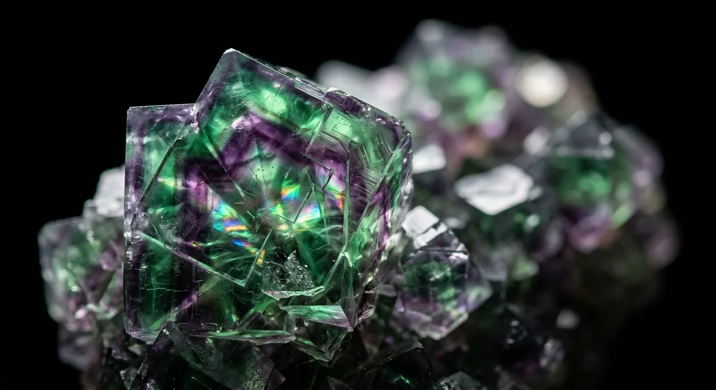 Fluorite crystal specimen - green and purple cubic crystals