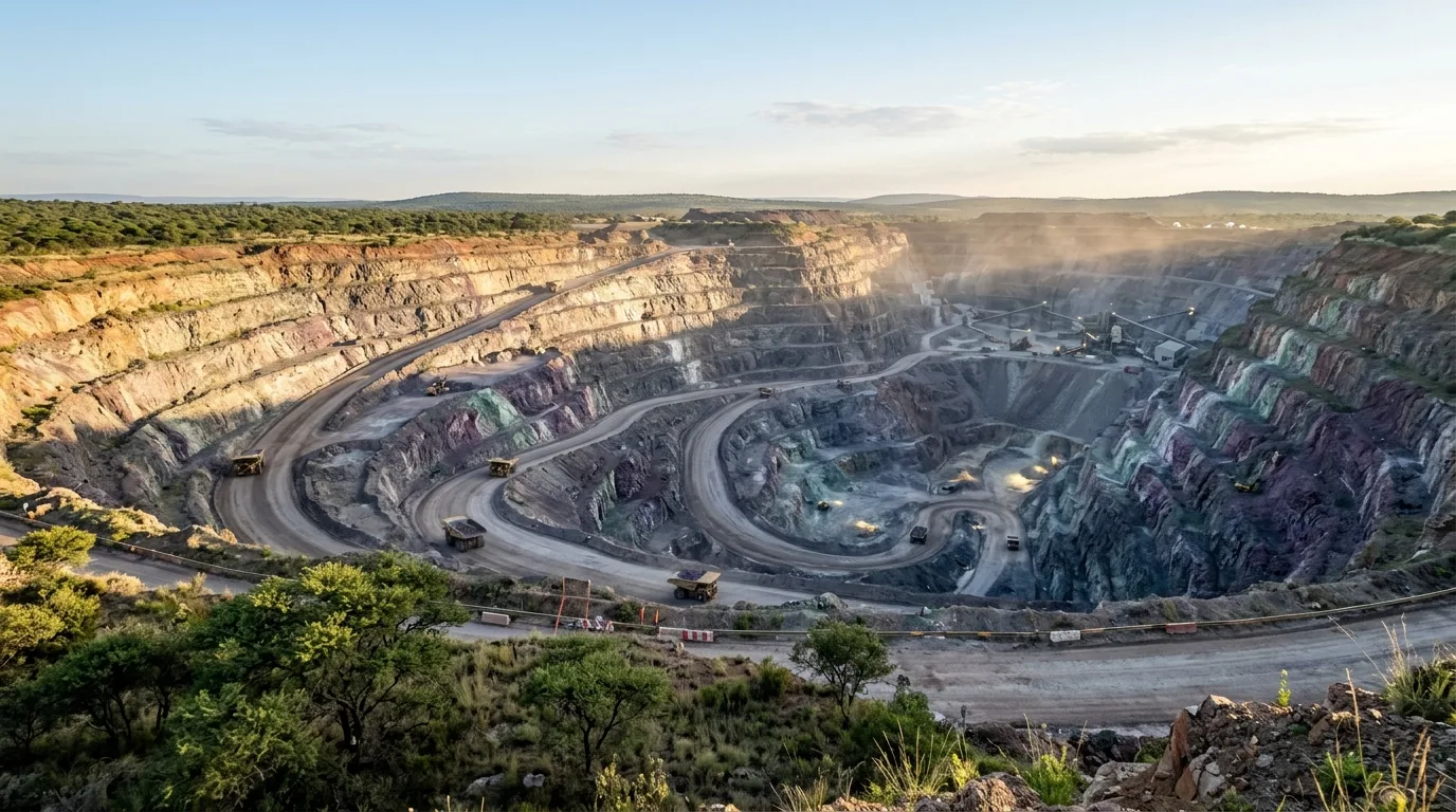 Open pit fluorspar mine in South Africa's Bushveld Complex